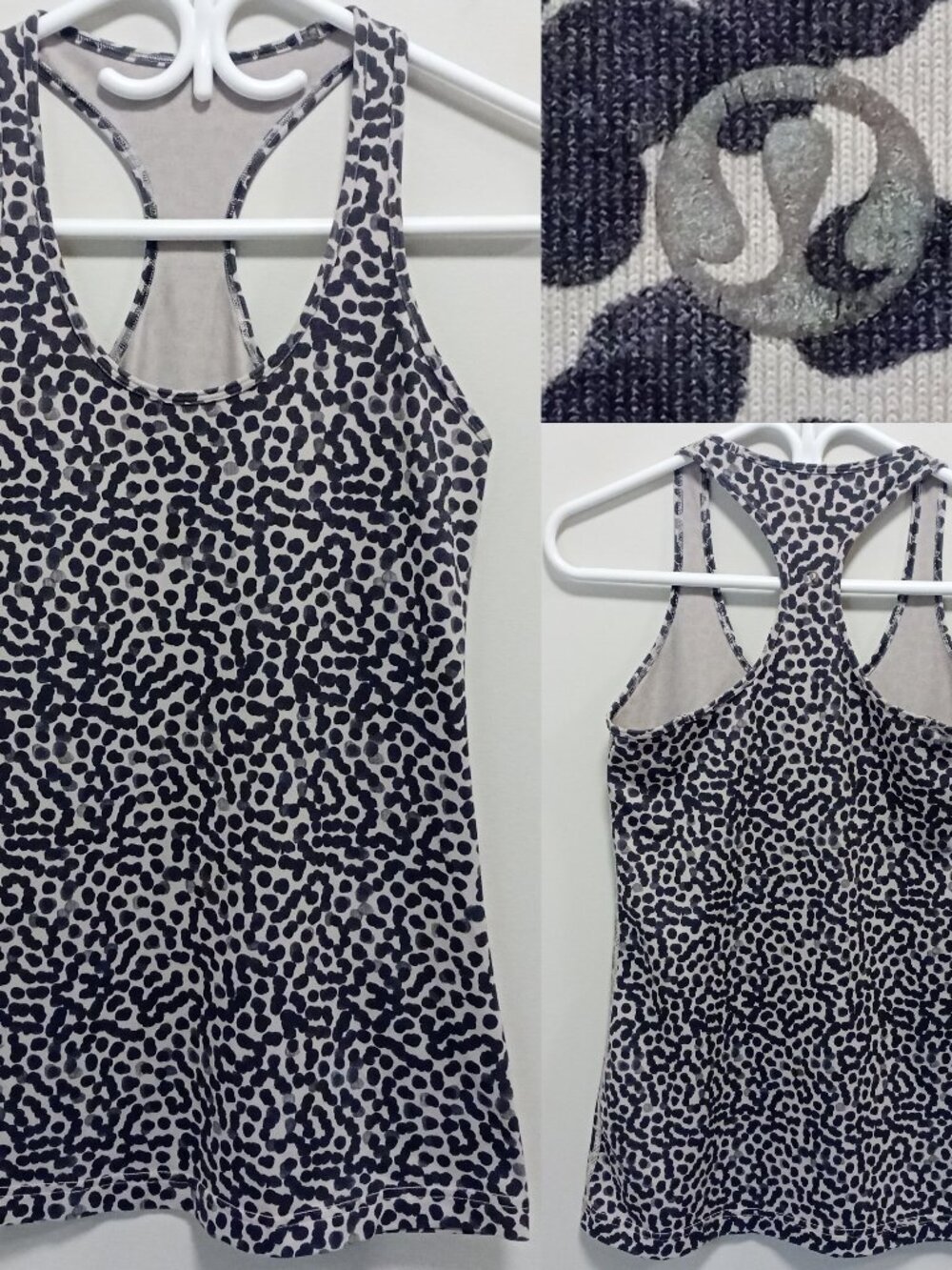 Lululemon Cool Racerback 6 Small Ace Spot Grain Black Luon Light Tank Top